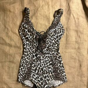 Leopard Print vintage One Piece Swimsuit